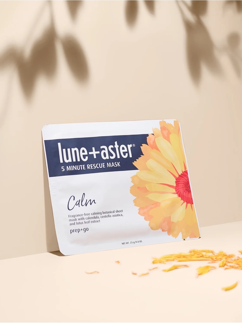 lune+aster Calm 5-Minute Rescue Sheet Mask — Yellow Floral Soothing Mask